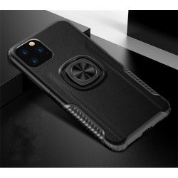 iPhone 11 (6.1in) Ring Stand PU Leather Design Case (Black)